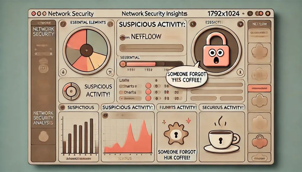 A visual representation of network security threats and vulnerabilities